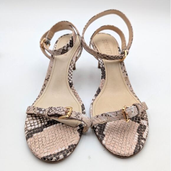 Schutz Aurora Snake-Embossed Stiletto Heel Sandals Women’s Size US7.5B EU38 - Picture 2 of 12